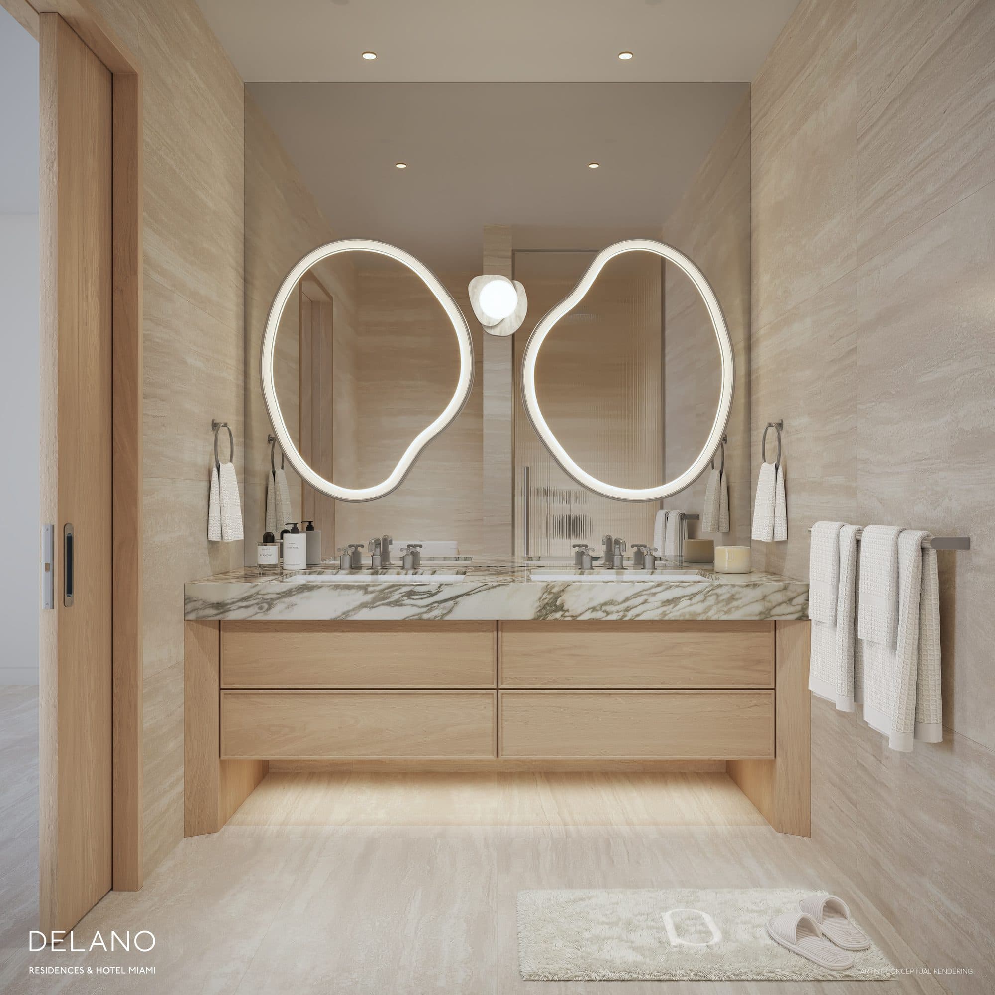 Baño con accesorios Waterworks en Delano Residences & Hotel Miami