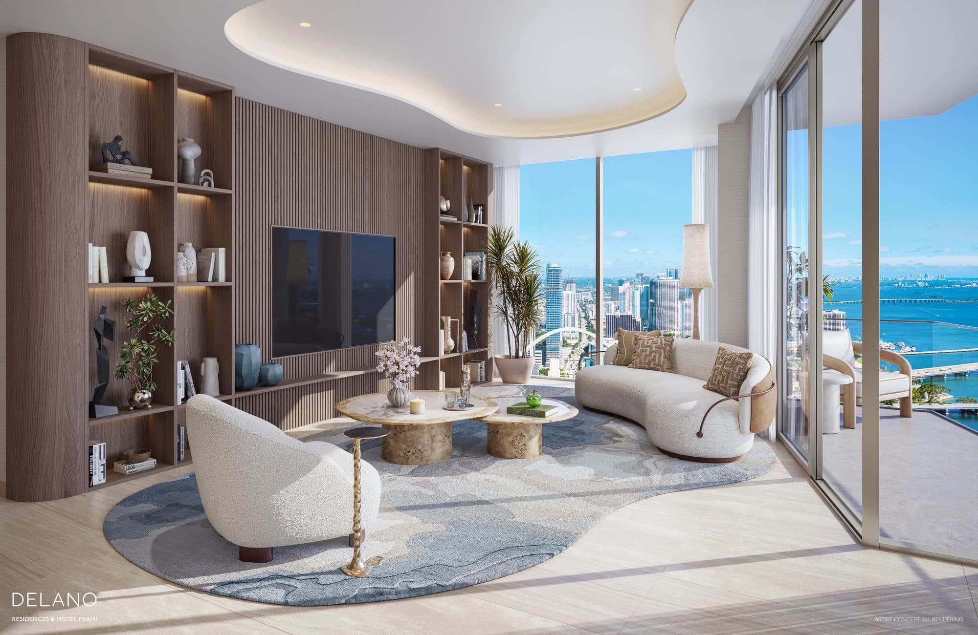 Sala principal de una residencia en Delano Residences & Hotel Miami